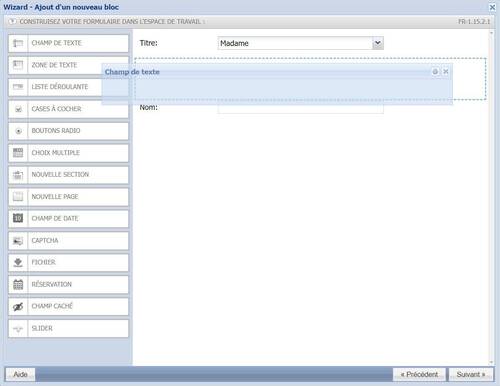 Et déposez-le à l'endroit souhaité. Dans l'exemple ci-dessous, nous souhaitons déplacer un champ en dessous du champ "Titre".