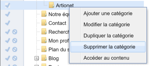 Supprimer une catégorie