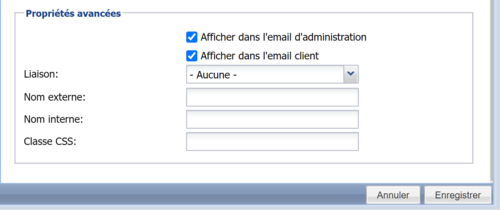 Choisir les champs à afficher dans l'email d'administration et client