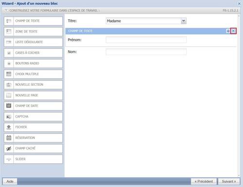 Ensuite, cliquez sur la petite croix en haut à droite du champ.