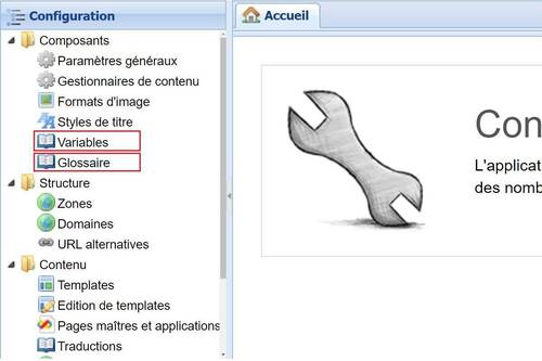 Variables et glossaire