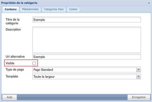 Masquer une catégorie