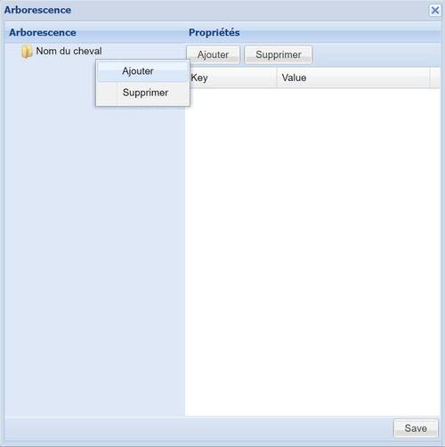 Pour ajouter un parent, veuillez effectuer un clic droit sur le dossier racine et sélectionner "Ajouter un dossier". Insérer le nom désiré et ensuite appuyer sur "Entrer".