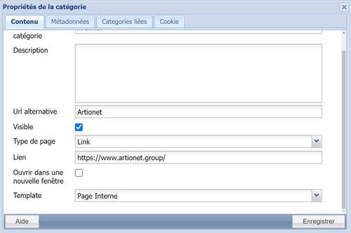 Création d'un lien externe sur une catégorie