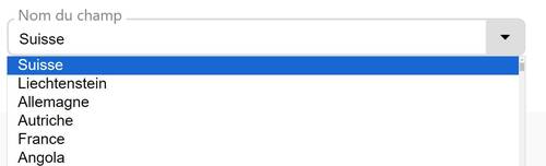 Créer une liste de pays