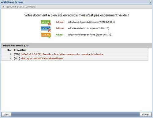 Enregistrement de la page