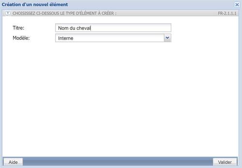 Création d'une page (d'un cheval à vendre)