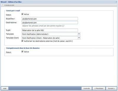 Paramétrer le formulaire