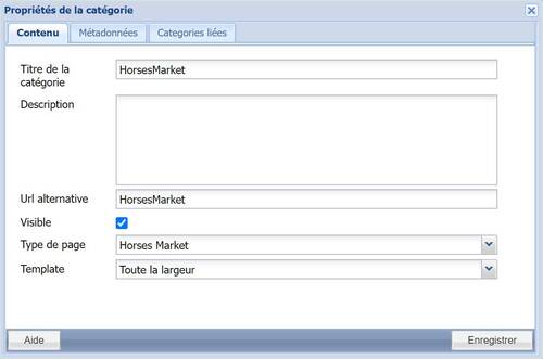 Création d’une catégorie "HorsesMarket"