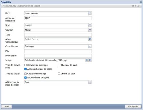 Création d'une page (d'un cheval à vendre)
